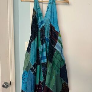 Colorful Patchwork Halter Dress